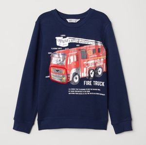 Firetruck navy sweatshirt, size 8-10, nwt